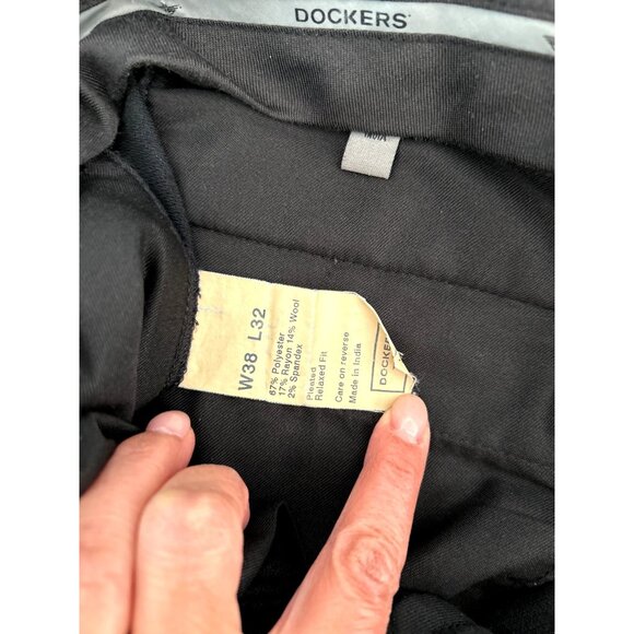 Dockers Mens Pinstriped Wool Blend Dress Pants W38 L32 Black - Picture 3 of 6